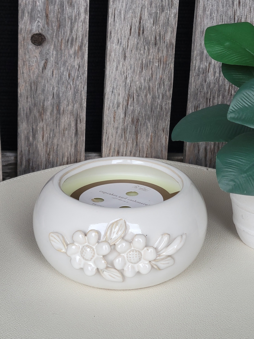 cupcakes & cashmere Peony Petals Scented Candle - White